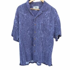 Island Shores Men's Purple Hawaiian Silk Shirt size XL